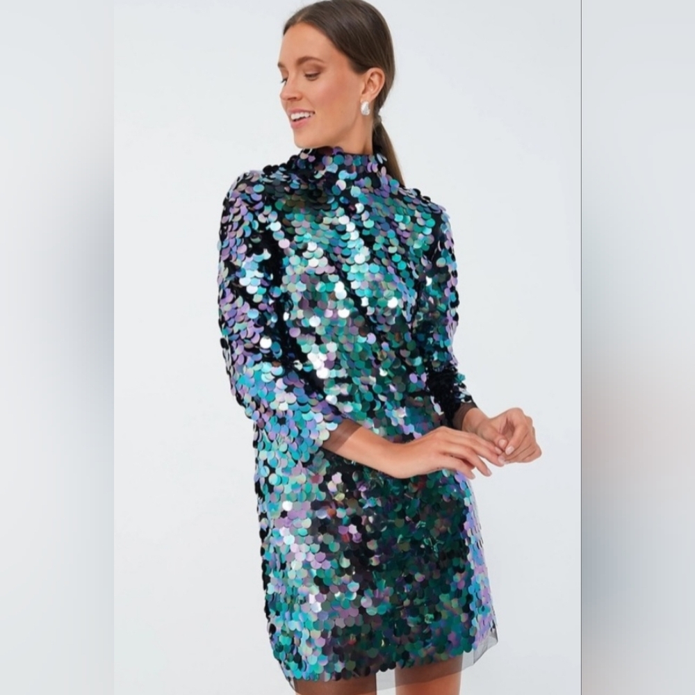 Tuckernuck Midnight Rituals Sequin Mod Ellie Mini Dress Blue Disk XXL NEW